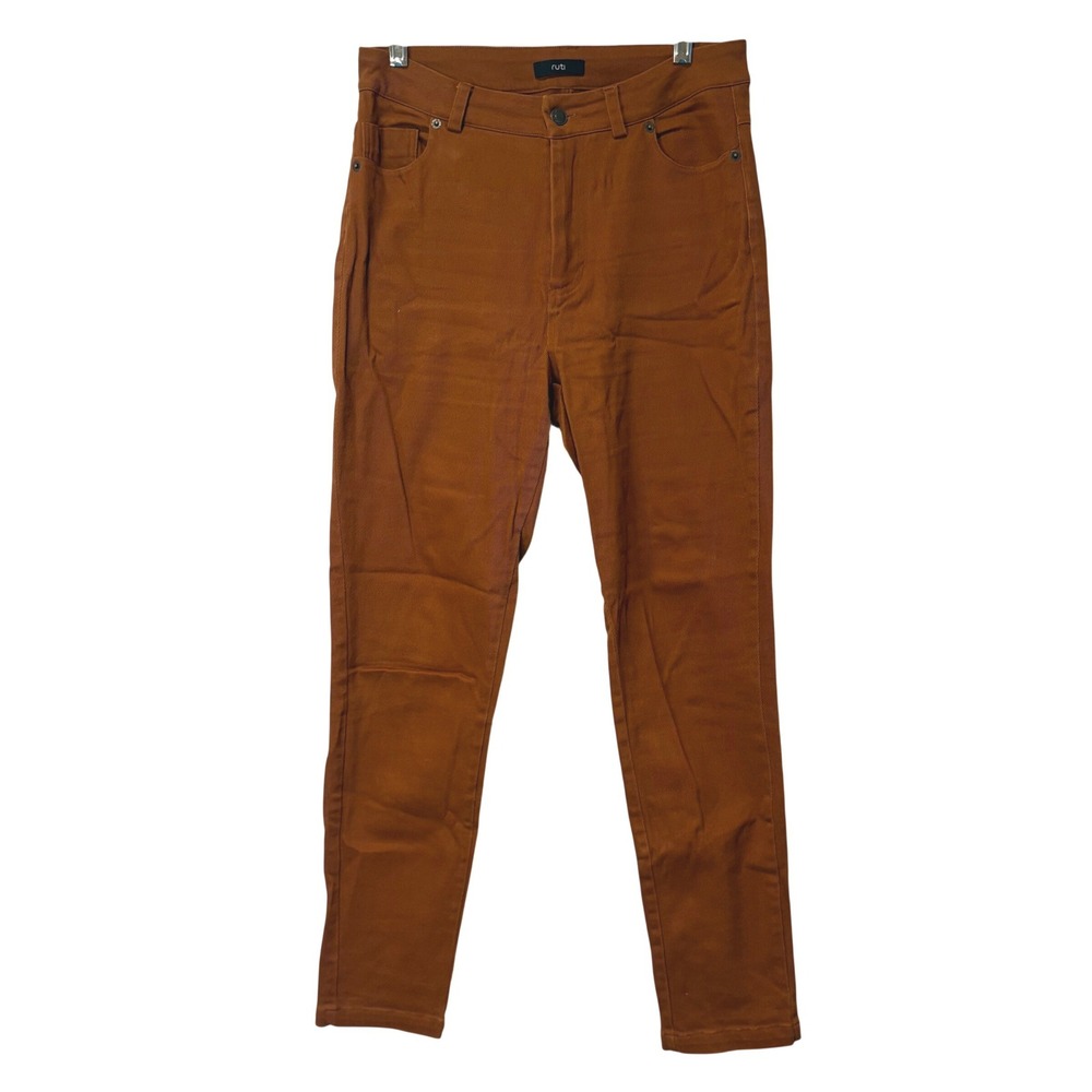 Ruti Skinny Pants Women Size 0 Rust Orange High Rise Stretch Cotton Twill